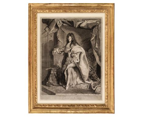 * Drevet (Pierre). Louis Le Grand [Louis XIV], Paris [1712], uncoloured engraving after Hyacinthe Rigaud, 685 x 515 mm, mount