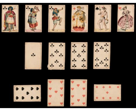 * Translucent playing cards. Erotic translucent deck, France or Germany?, circa 1865, 14 (of 32?) stencil coloured engraved p