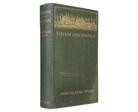 White (John Claude). Sikhim and Bhutan, 1st edition, London: Edward Arnold, 1909, 6 photogravures, 35 black &amp; white illus