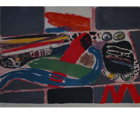 Pierre Celice (French, b. 1932) Orange OvalLtd edition coloured lithograph Signed in pencil lower right Number 5/7565 x 50cm 