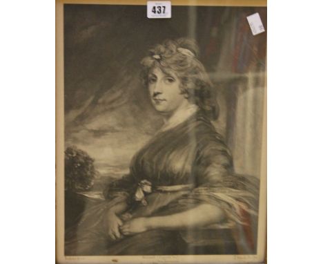 After Hoppner, two portrait mezzotints of Mr and Mrs George Hibbert, 53cm x 44cm overall