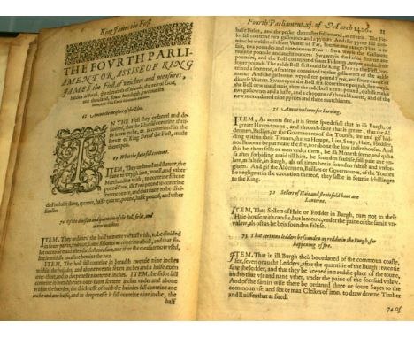 A rare copy of ‘Glendok’s Acts of Parliament’, made for King James the First, 1st edition, lacks all before page 8