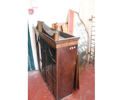 A 19th Century mahogany bookcase (lacking lower part), over mantel mirror and table leaves 