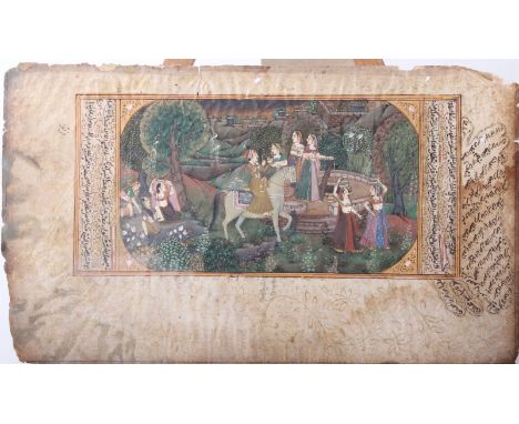 Indian SchoolThree figures on horsebackA single leaf with Arabic text on the verso, light surface soiling, mounted, image c.1