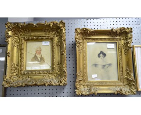 Small watercolour portrait of Alexander Erskine and another of a lady,