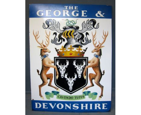 An original enamel sign 'The George & Devonshire' 122cm x 91.5cm, The Duke of Devonshire is the only surviving son of Andrew 