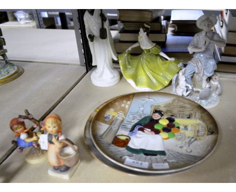 Pair of Royal Doulton plates 'Old Balloon Seller' and 'The Balloon Man', Royal Doulton figure, Lladro figure, Minton figure a
