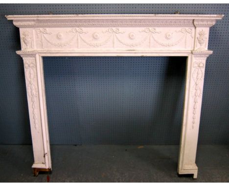 White painted wood fire surround with moulded decoration