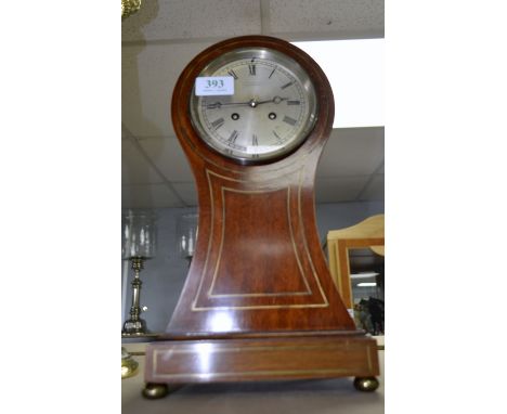 Mahogany cased balloon mantel clock with French movement,