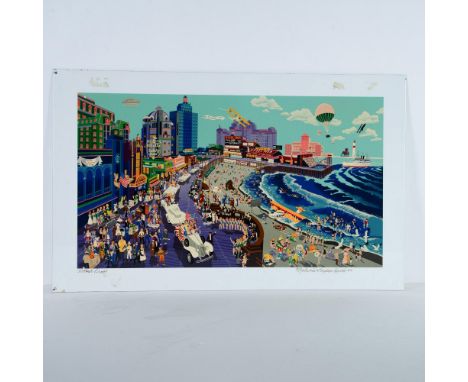 Rarely offered color serigraph on metal art plaque by American artist Melanie Taylor Kent, known for her Walt Disney artworks
