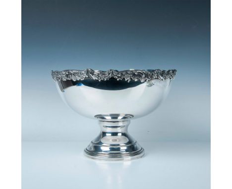 Large and heavy multifunctional silverplated bowl with attractive rim details featuring shells, grapes and flowers. This stat
