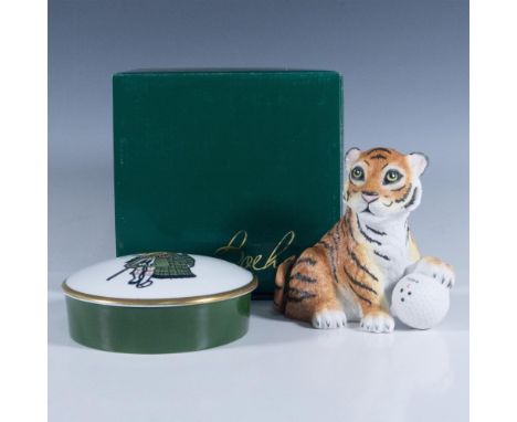 These two porcelain items include an adorable tiger figurine with his paw on a golf ball, marked Tiger (#Sp190). Additionally
