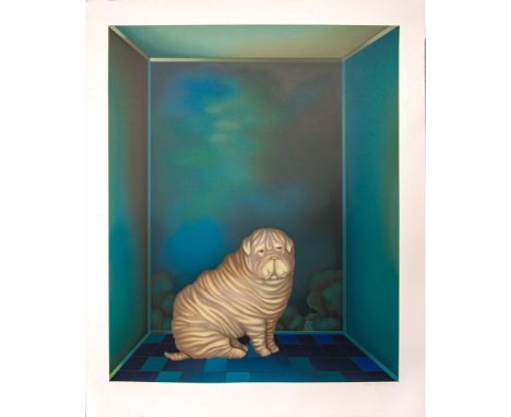Artist hand signed lower right in pencil on arches paper. A large serigraph print on arches paper, a limited unnumbered editi