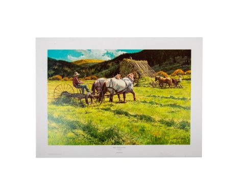 Limited edition reproduction print and signed by artist, Loren Fry (American, 1924-2016). A serene scene that combines realis