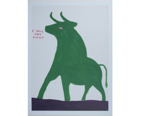 Untitled (I Will Not Fight) is an awesome digital color print on Munken Lynx paper of a massive green bull from English Conte