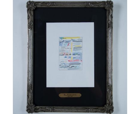 Sunshine Through the Clouds is an original color offset lithograph on paper from Pop artist Roy Lichtenstein's series Landsca