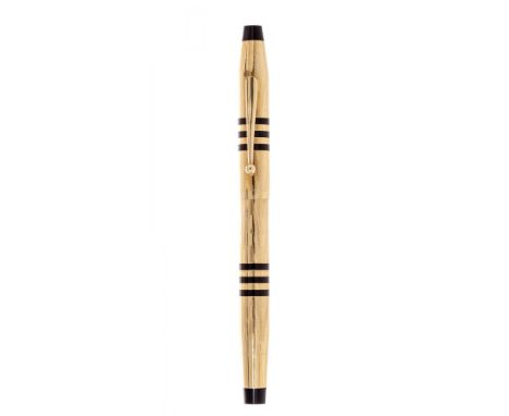CROSS 150TH ANNIVERSARY STOLOGRAPHIC FOUNTAIN PEN, LIMITED SERIES BASED ON THE 1930S MODEL.12-karat gold-plated metal barrel 