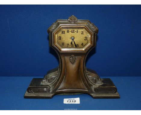 A "The Lux Clock MFG Co Waterbury Connecticut'' mantle Clock, 9 1/4" wide x 7 3/4".