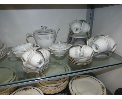 A  Noritake part tea and coffee in decorative silver rim and a leaf design to include teapot, milk jug and sugar bowl [ a/f ]