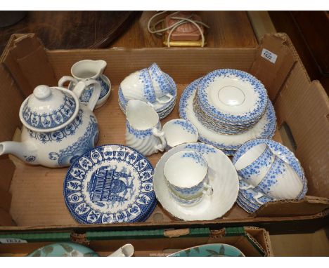 A quantity of china to include Clifton china teaset with blue floral decoration on a white ground and a Broadhurst part tease