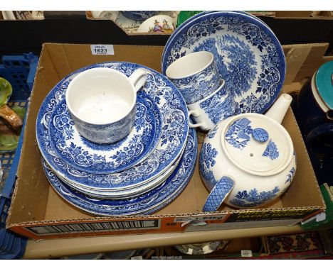 A small quantity of blue and white china to include Broadhurst plates, Sadler teapot etc.