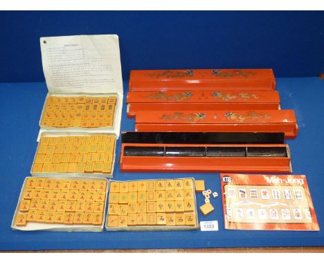 A MahJong game and accessories.