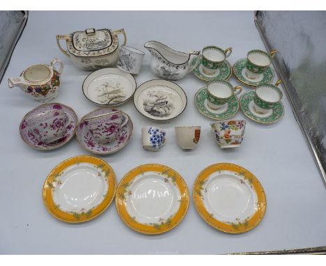 A small quantity of china to include: a Crown Staffordshire "Ellesmere" cups and saucers, Royal Worcester saucers, matching s
