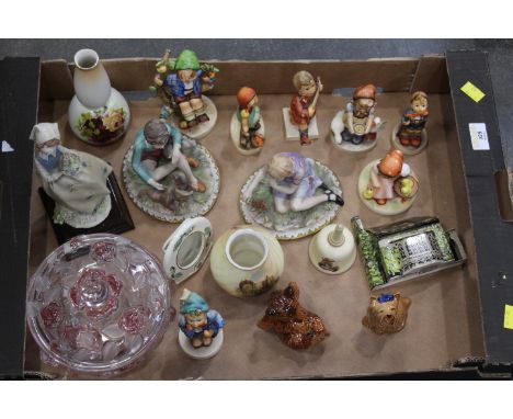 Box of ornaments, Goebel figurines, Capodimonte figures, Beswick dog ornament etc