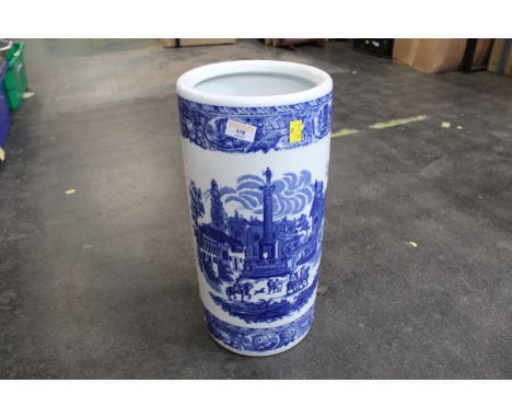 Blue and white stick stand, 45 cm high