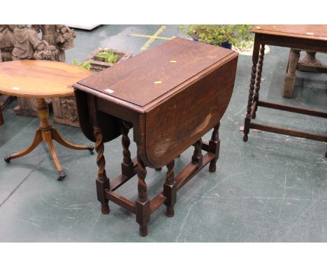 Oak gate leg table with barley twist legs