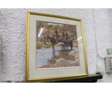 A limited edition print of Native Americans on horse back 