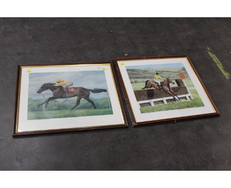 Two horseracing pictures, one a signed limited edition print by Roy Miller, 103/850