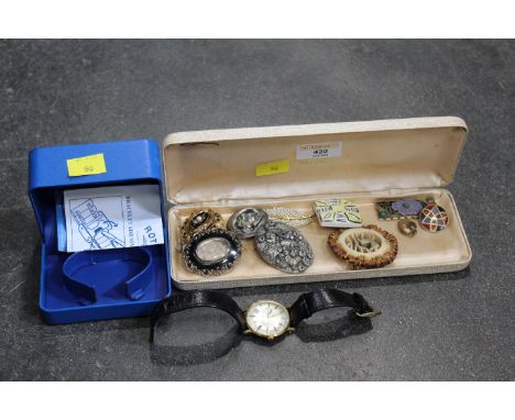 Rotary wristwatch and brooches, etc. 