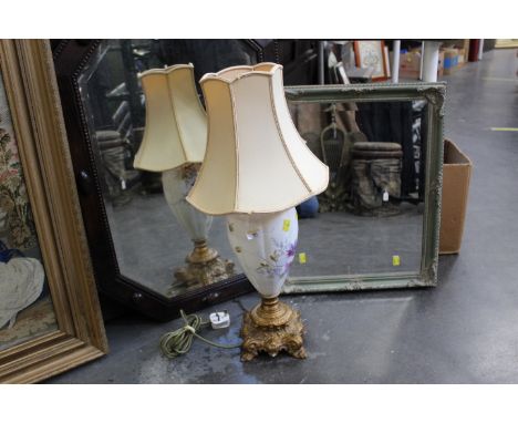 Decorative table lamp and shade with metal base 