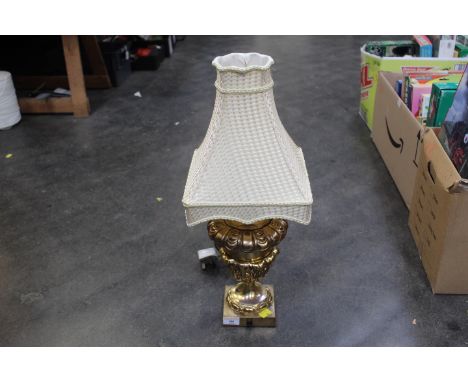 Gilt metal table lamp and shade 