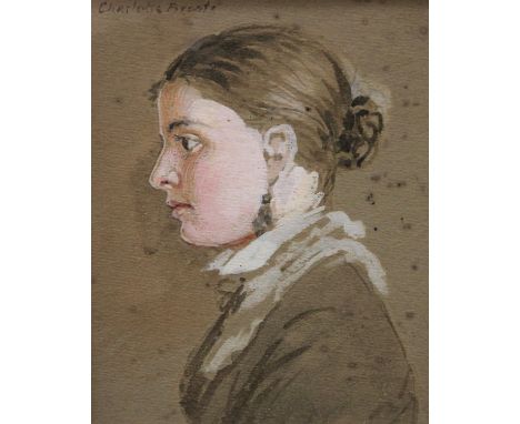 English School (19th century)Portrait of Charlotte Brontesigned, watercolour, 12.5cm x 10cm