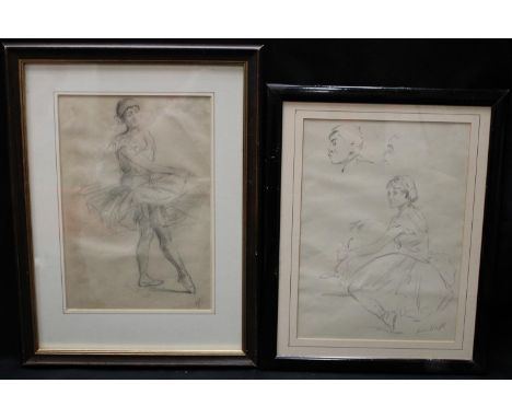 KnightPortrait of a Ballerinabears signature, pencil drawing. 28.5cm x 19.5cm; another, Studies for a Portrait, 29.5cm x 21.5