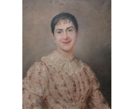 A Larroux (French 19th century)A Knowing Smile, Portrait of a Ladysigned, dated 1889, oil on canvas, 65cm x 54cm