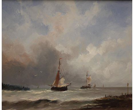 Dutch School (mid 20th century)Barges Returning Homeindistinctly signed, oil on panel, 48.5cm x 58.5cm