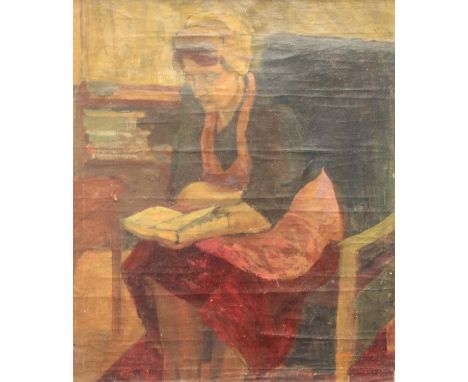 Scottish Colourist School (early 20th century)Portrait of a Lady Reading a Bookoil on canvas, 53cm x 44cm