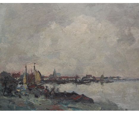 Impressionist School (early 20th century)Low Countries Coastline at Duskindistinctly signed, oil on panel, 30cm x 40cm 