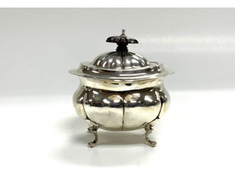 A small hallmarked silver Tea caddy with hallmarks for George Unite, Birmingham, 1905.