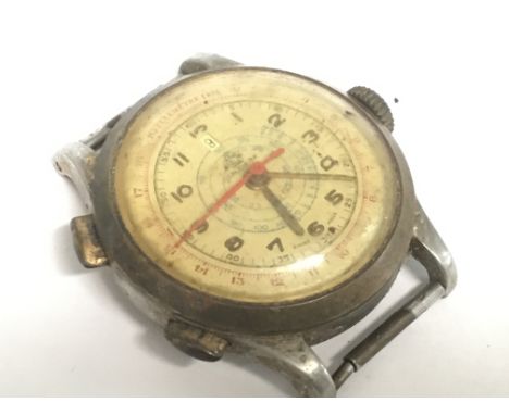 Montre Chronographe Rocar Vintage - Mouvement Mécanique Manuel, Boîtier Argenté, Occasion