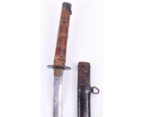 Late WW2 Japanese Army Officers Sword Katana, blade of conventional form (details of nakago unavailable), plain iron tsuba an