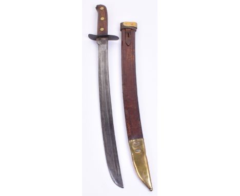 Dutch Military Sidearm Kleewang, curved swollen blade cut with a single fuller, stamped HEMBRUG with inspector’s stamp, 2-pie