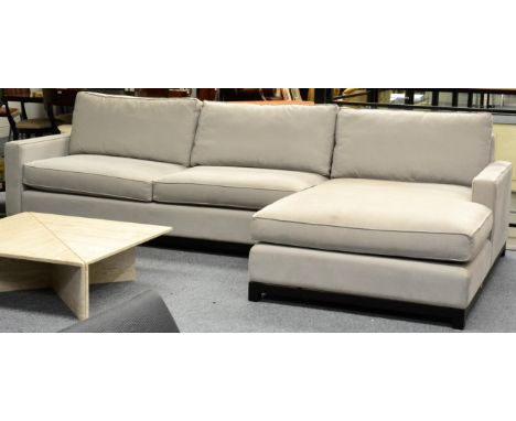 A Kraft Upholstery Corner Sofa, circa 2014, in two sections, upholstered in grey cotton felt, comprising a two-seater sofa, 2