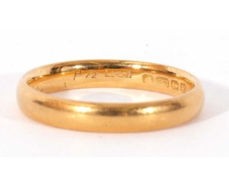 22ct gold wedding ring, Birmingham 1929, 4.2gms, size P