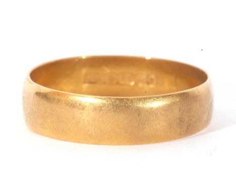 22ct gold wedding ring of plain polished design, 2.9gms, size N/O