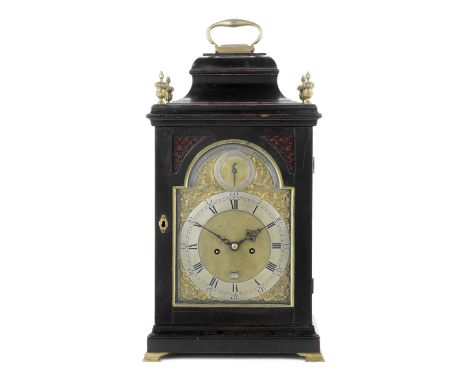 A George III ebonised and brass mounted bracket clockthe dial signed Hugh Gordon, Aberdeen the rectangular case with moulded 