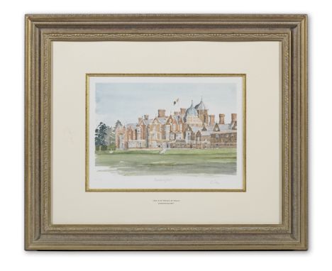 HRH Prince of Wales (British, b.1948): A signed limited edition print of Sandringhamlithograph in colours, 1992, on Cuthberts